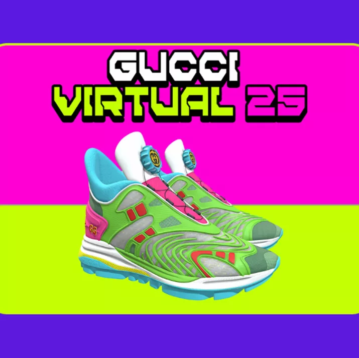 gucci virtual 25 trainer as digital merchandising